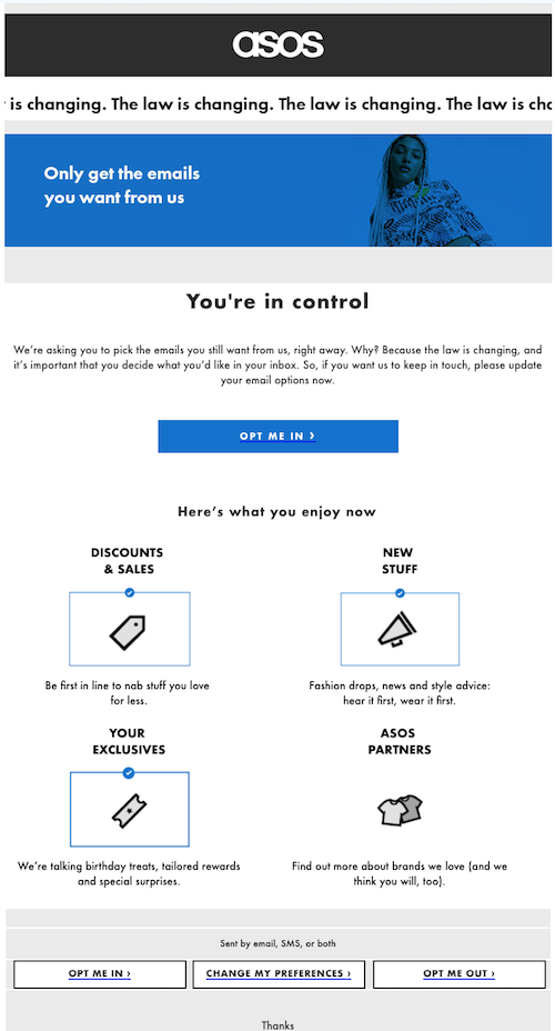 ASOS Email Marketing GDPR