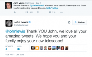John Lewis Twitter telescope