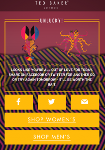 Ted Baker - call to action