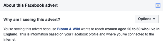 Bloom & Wild Facebook Targeting
